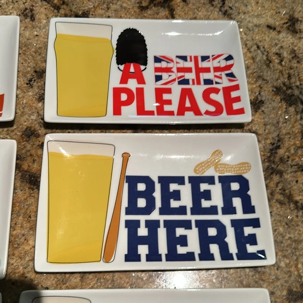 Crate and Barrel Around the World Beer Cocktail Plates - Set of 6